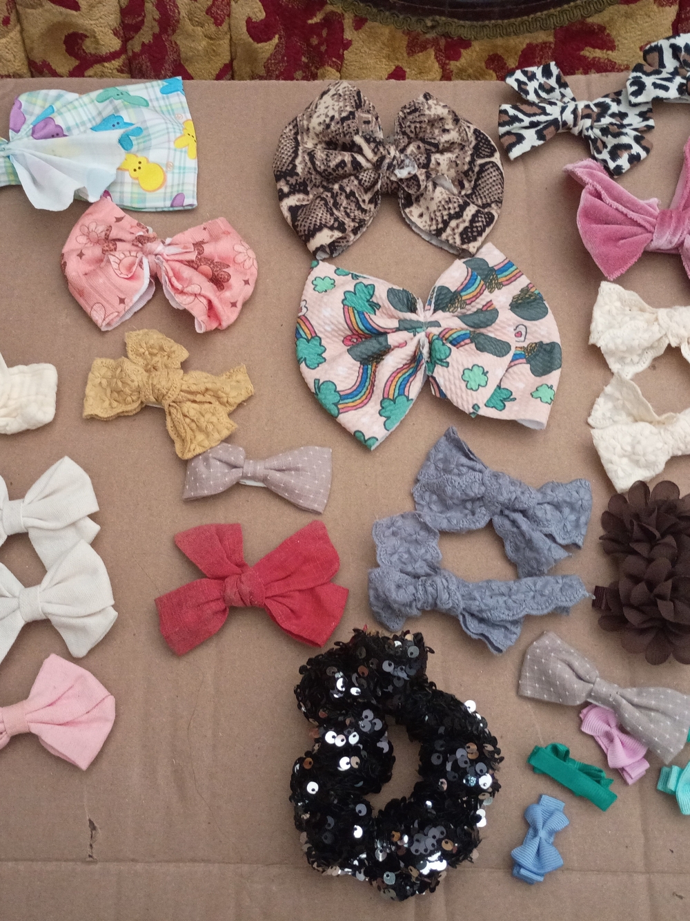 Kids Multi-Style Hair Bow and Scrunchie Set - Pink, Black, Blue, Gray, Cream